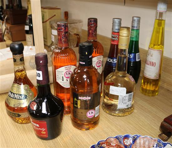 Nine bottles of liqueurs including Goldschlager